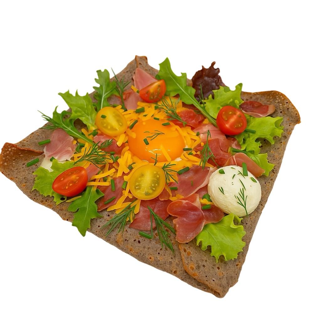 Crêpe garnie avec légumes frais